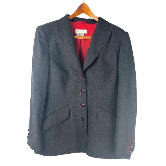 Vintage ESCADA Grey Wool Blazer, Women’s Size 42 Euro/Large US - Picture 4 of 16